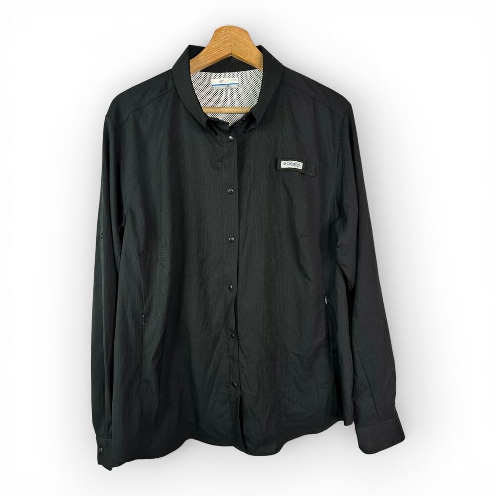 Columbia PFG Performance Fishing Shirt Women's 1X Black Long Sleeve Outdoor